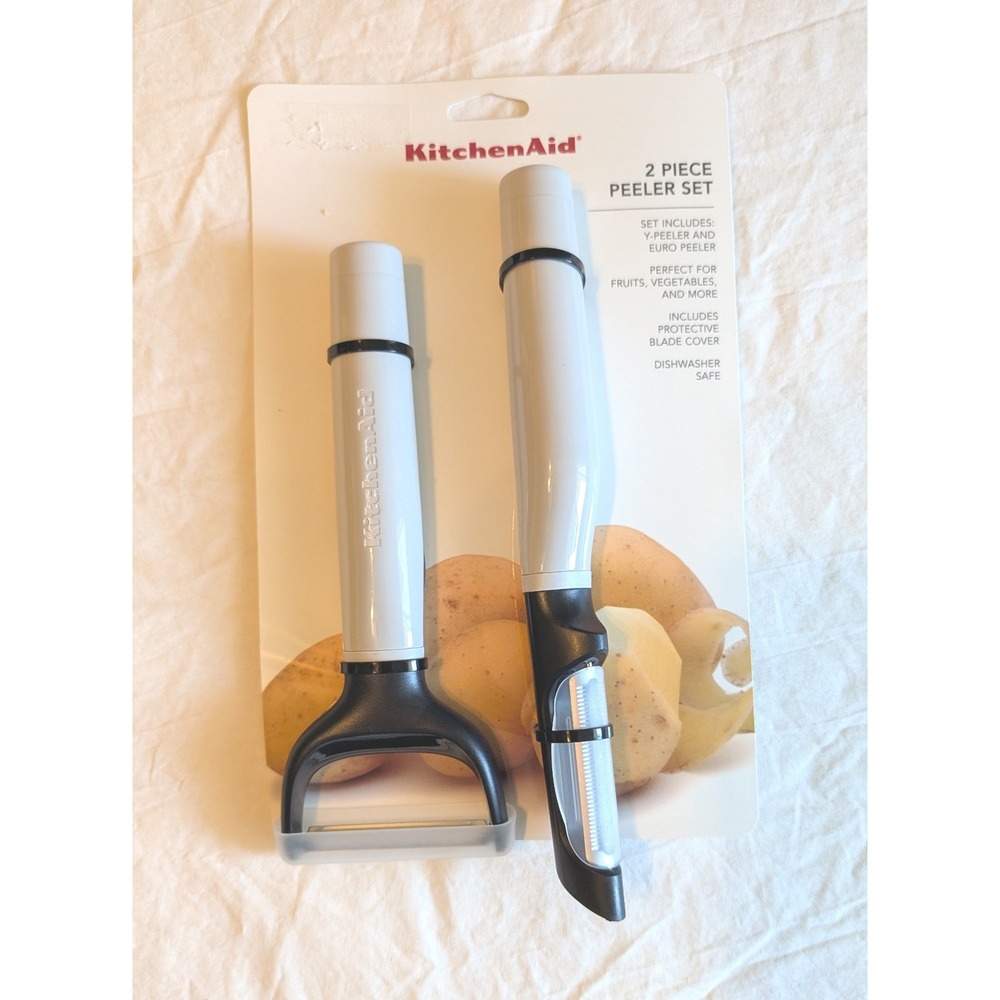 KitchenAid 2 Piece Peeler Set Y Peeler Swivel Peeler Dishwasher Safe White Black